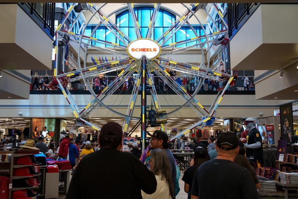 Scheels at the Chandler Fashion Center includes an indoor Ferris wheel that customers can ride on, photographed on Sept. 30, 2023, in Chandler.