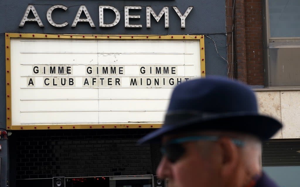 A sign outside the Academy music venue in Dublin’s city centre (Brian Lawless/PA) (PA Wire)