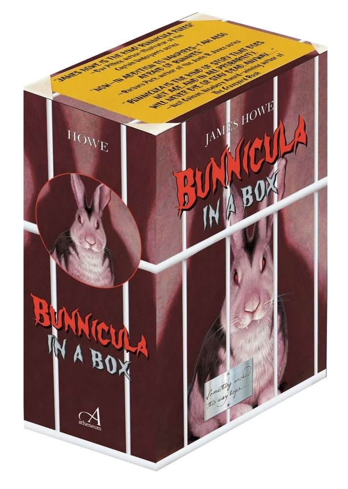 Box set of Bunnicula books, featuring a white rabbit with red eyes on the cover