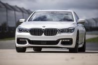 <p>Front view of the 2016 BMW 7-Series. BMW made fairly minimal changes in styling for the new model, focusing on the interior and technology instead.</p>