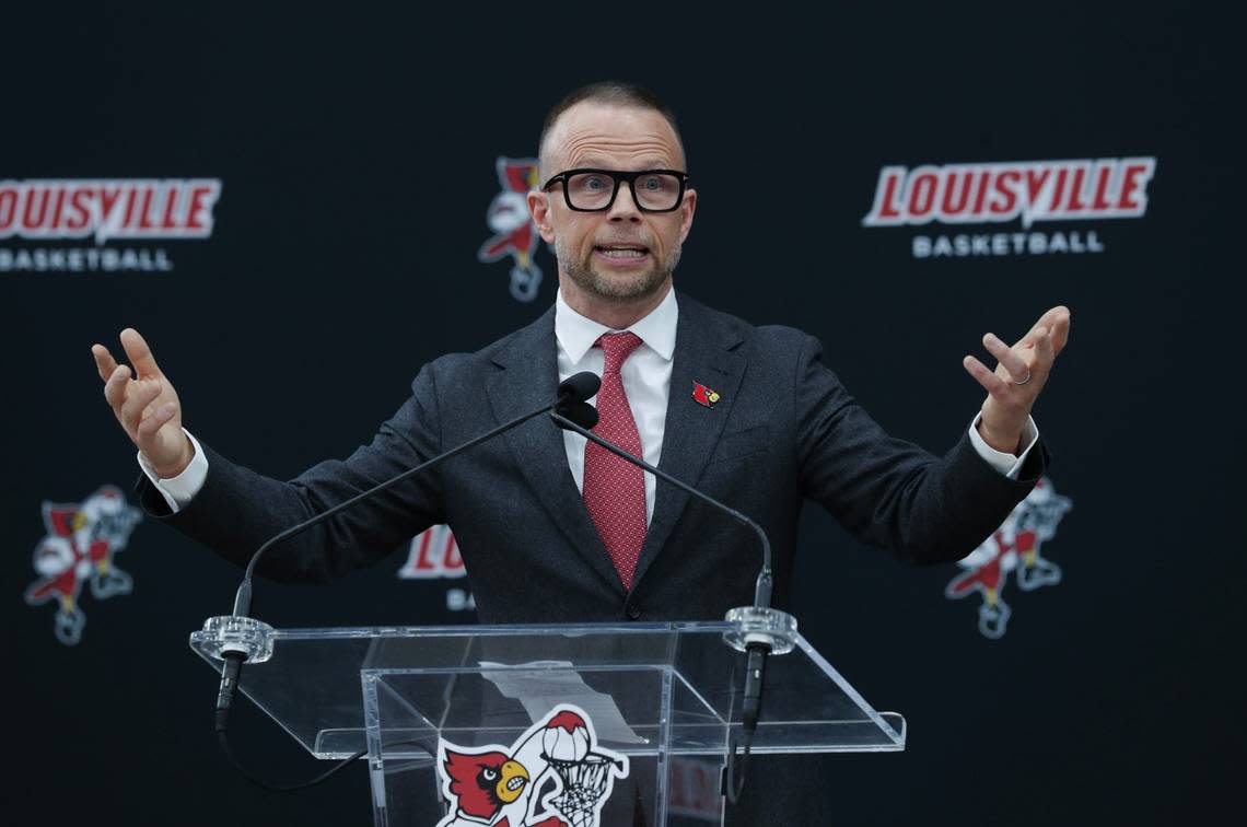Pat Kelsey was introduced as the new head coach of the Louisville men’s basketball team on March 28.