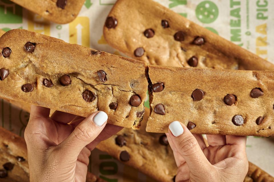 Subway's new foot-long cookie is pictured in a Subway Restaurant on December 19, 2023 in Crystal River, Florida.