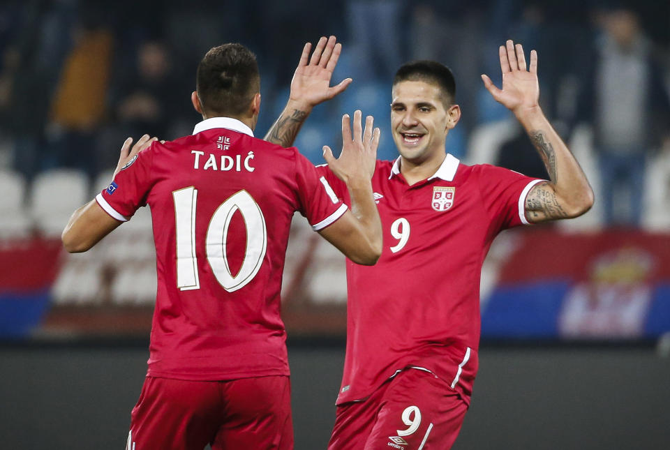 Aleksandar Mitrovic and Dusan Tadic will be key figures for Serbia’s attack at the 2018 World Cup. (Getty)