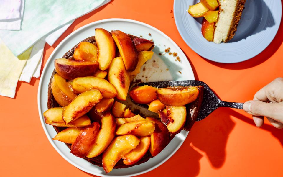 Baked cheesecake with amaretto and honey-roasted nectarines - Haarala Hamilton and Valerie Berry