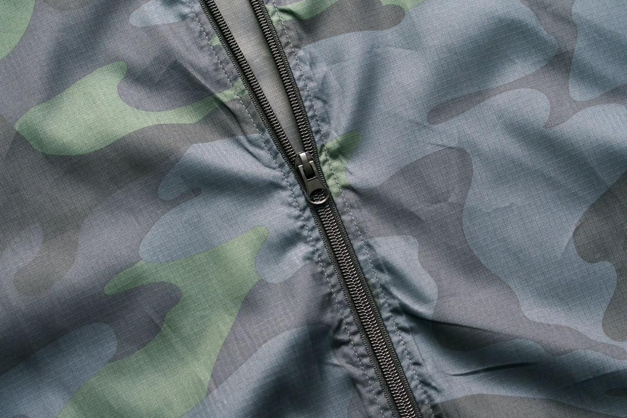 closeup of a mass produced camp jacket