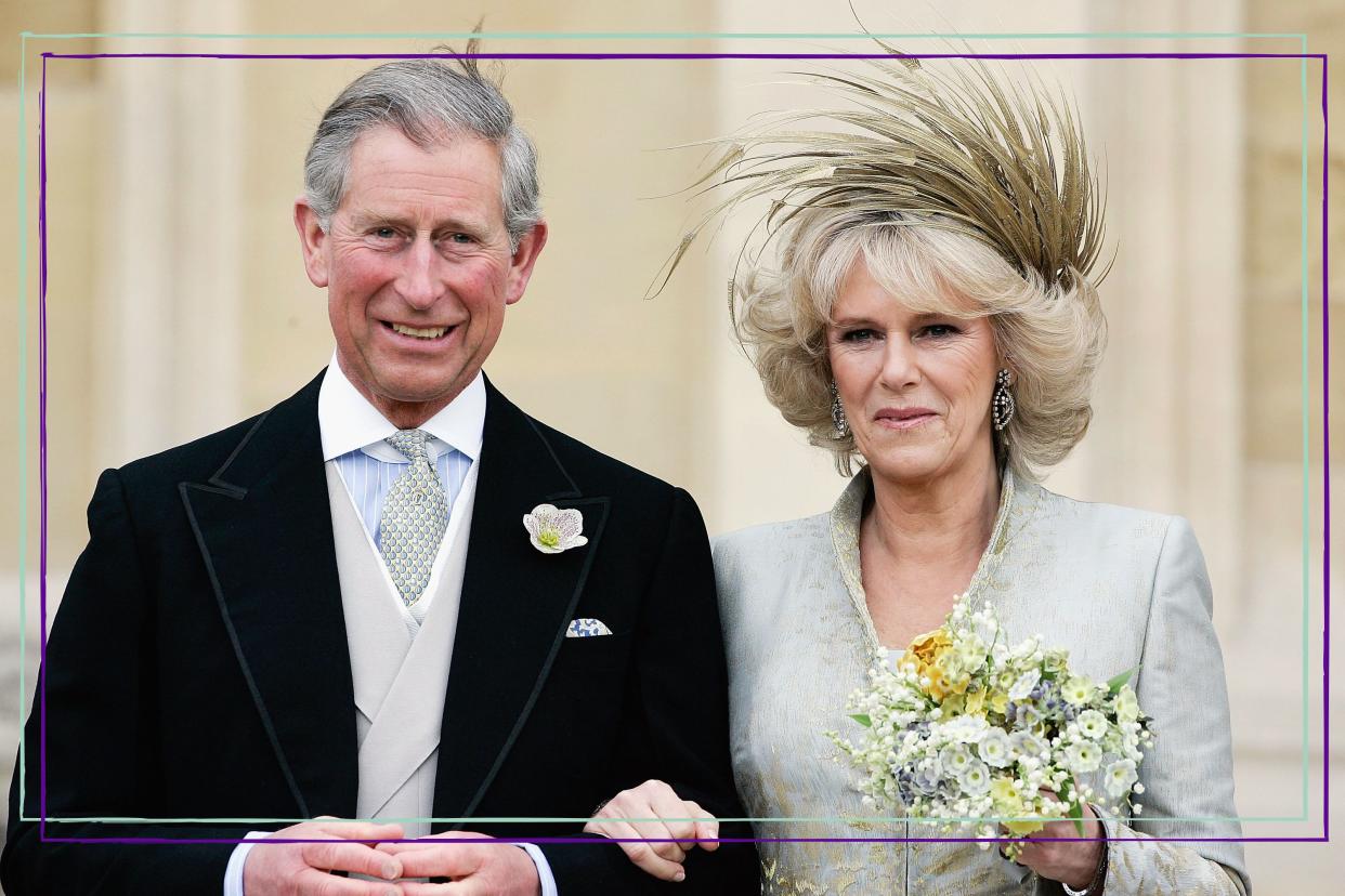  A close up of King Charles and Camilla on their wedding day. 