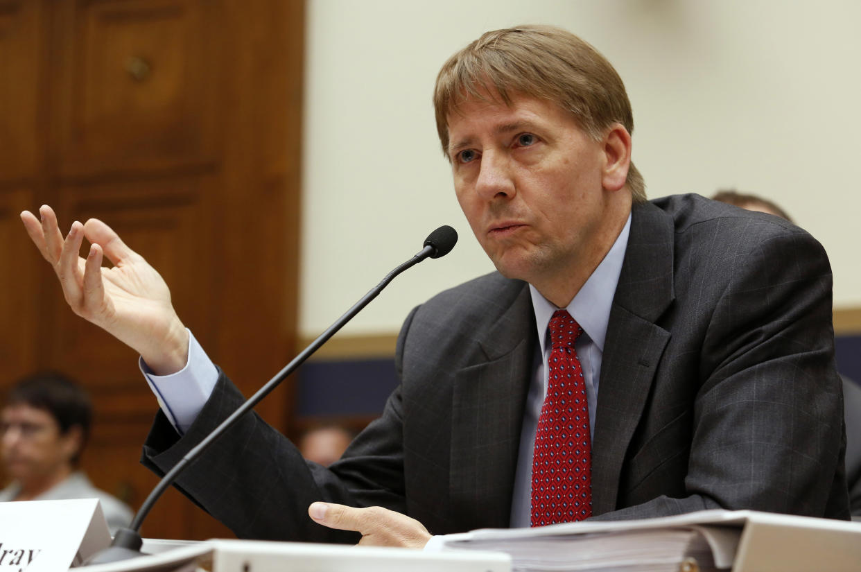 Then-Consumer Financial Protection Bureau Director Richard Cordray testifies before House Financial Services Oversight in Washington on July 30, 2014. (REUTERS/Yuri Gripas)