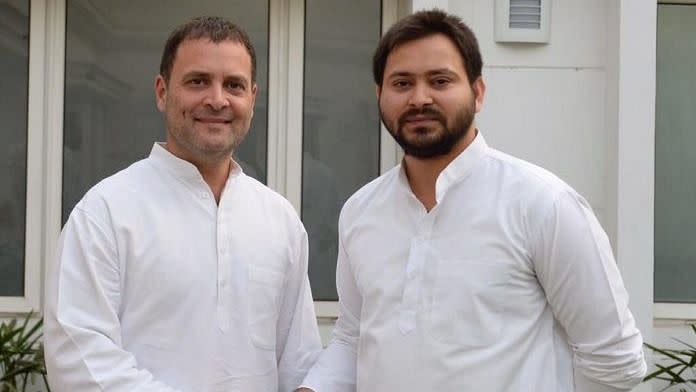 Photo of Congress President Rahul Gandhi and RJD leader Tejashwi Yadav used for representation. 