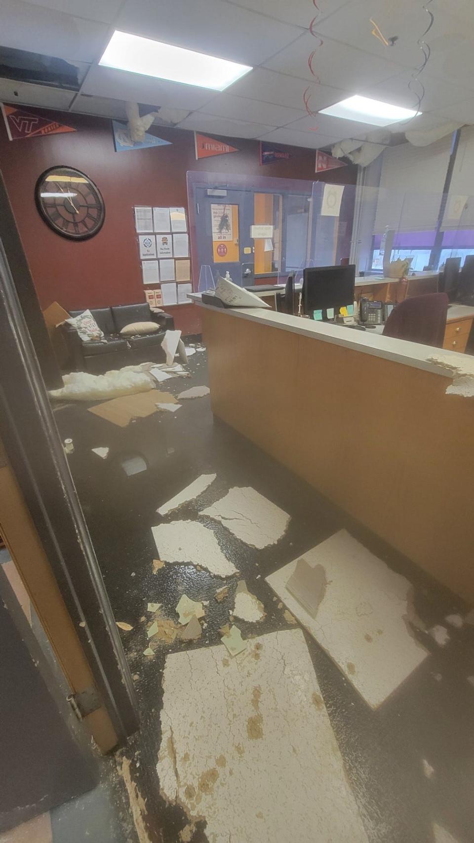 An office at MASE after the pipes burst.