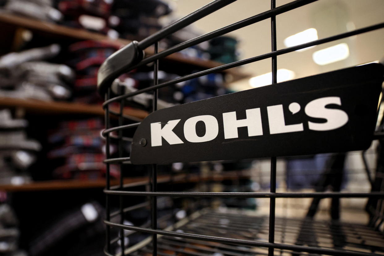 The Kohl’s label is seen on a shopping cart in a Kohl’s department store in the Brooklyn borough of New York, U.S., January 25, 2022.  REUTERS/Brendan McDermid