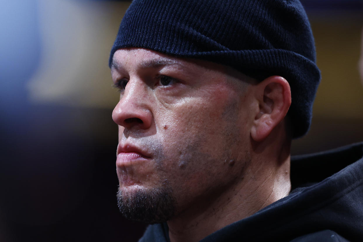 ANAHEIM, CALIFORNIA - JULY 06: Nate Diaz before a fight against Jorge Masvidal at Honda Center on July 06, 2024 in Anaheim, California. (Photo by Ronald Martinez/Getty Images)