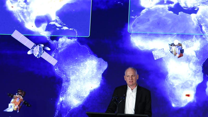 Tropospheric Composition Program Manager of NASA Barry Lefer speaks during a news briefing on NASA’s TEMPO instrument at the Smithsonian National Air and Space Museum on March 14, 2023 in Washington, DC. The NASA and the Smithsonian Astrophysical Observatory hold a briefing on NASA's TEMPO (Tropospheric Emissions: Monitoring of Pollution) instrument, "the first space-based instrument to observe major air pollutants across North America every hour during the daytime." 