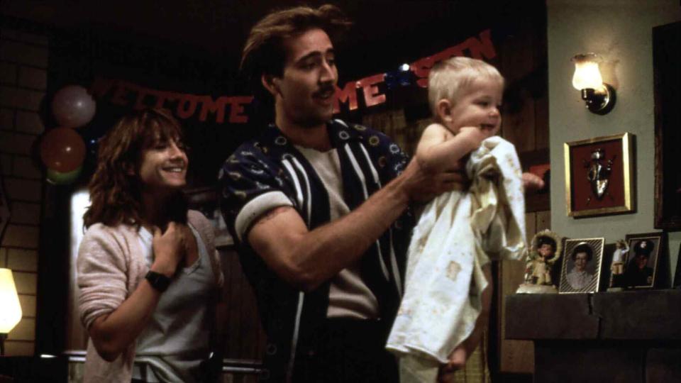 Holly Hunter, Nicolas Cage and Trey Wilson in Raising Arizona