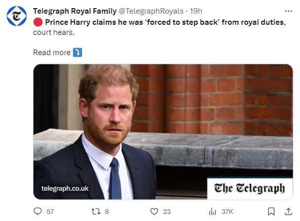 哈利王子聲明中表示希望兩個孩子在英國也能夠「有回到家的感覺」。（圖／翻攝自推特）