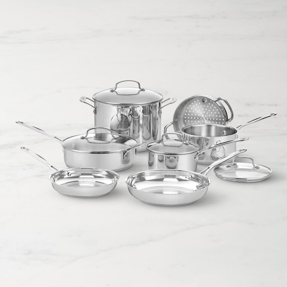 <p><a href="https://go.redirectingat.com?id=74968X1596630&url=https%3A%2F%2Fwww.williams-sonoma.com%2Fproducts%2Fchef-classic-ss-11-piece-cookware-set&sref=https%3A%2F%2F" rel="nofollow noopener" target="_blank" data-ylk="slk:Shop Now;elm:context_link;itc:0;sec:content-canvas" class="link ">Shop Now</a></p><p>11-Piece Cookware Set</p><p>williams-sonoma.com</p><p>$159.95</p>