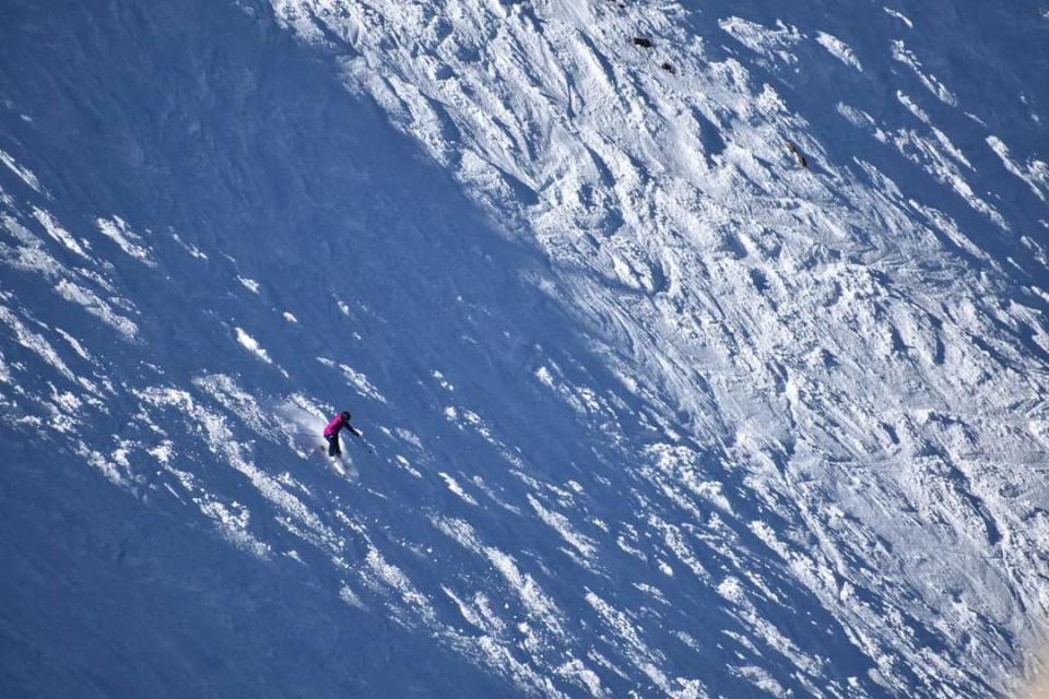 Social distancing needs not be top of mind when skiing the Contest Bowl at Breckenridge.