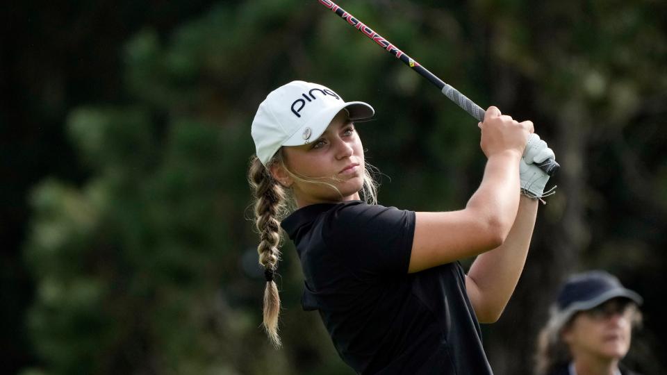 Mia Hammond competes in the third round of the LPGA Dana Open on July 15. The New Albany sophomore tied for 26th.