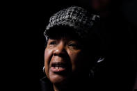 JoAnn Daniels speaks during an interview with The Associated Press, Monday, May 16, 2022, about her sister Celestine Chaney who was killed at the shooting at a supermarket over the weekend, in Buffalo, N.Y. (AP Photo/Matt Rourke)