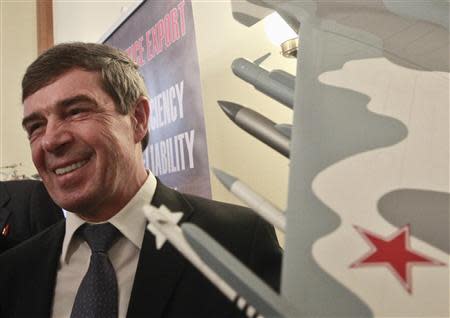 Rosoboronexport director Anatoly Isaikin talks to journalists after attending a news conference in Moscow in this February 13, 2013 file photo. REUTERS/Maxim Shemetov/Files