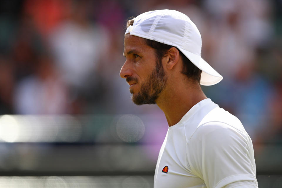 <p>LONDON, ENGLAND - JULY 03: Feliciano Lopez of Spain looks on during the Men’s Singles third round match against Nick Kyrgios of Australia on Middle Sunday of the Wimbledon Lawn Tennis Championships at the All England Lawn Tennis and Croquet Club on July 3, 2016 in London, England. (Photo by Clive Brunskill/Getty Images)</p>