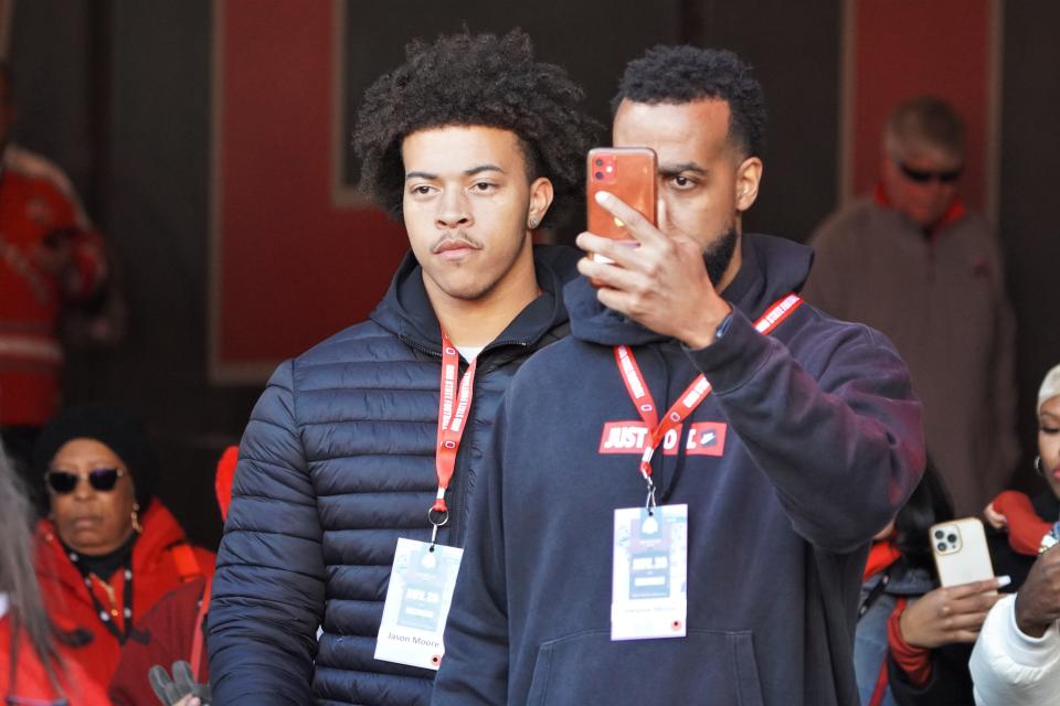 Recruit Jason Moore visits Ohio Stadium during the Ohio State, Michigan game.