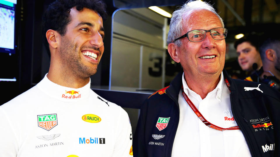 Daniel Ricciardo, pictured here with Helmut Marko at the Italian Grand Prix in 2018.