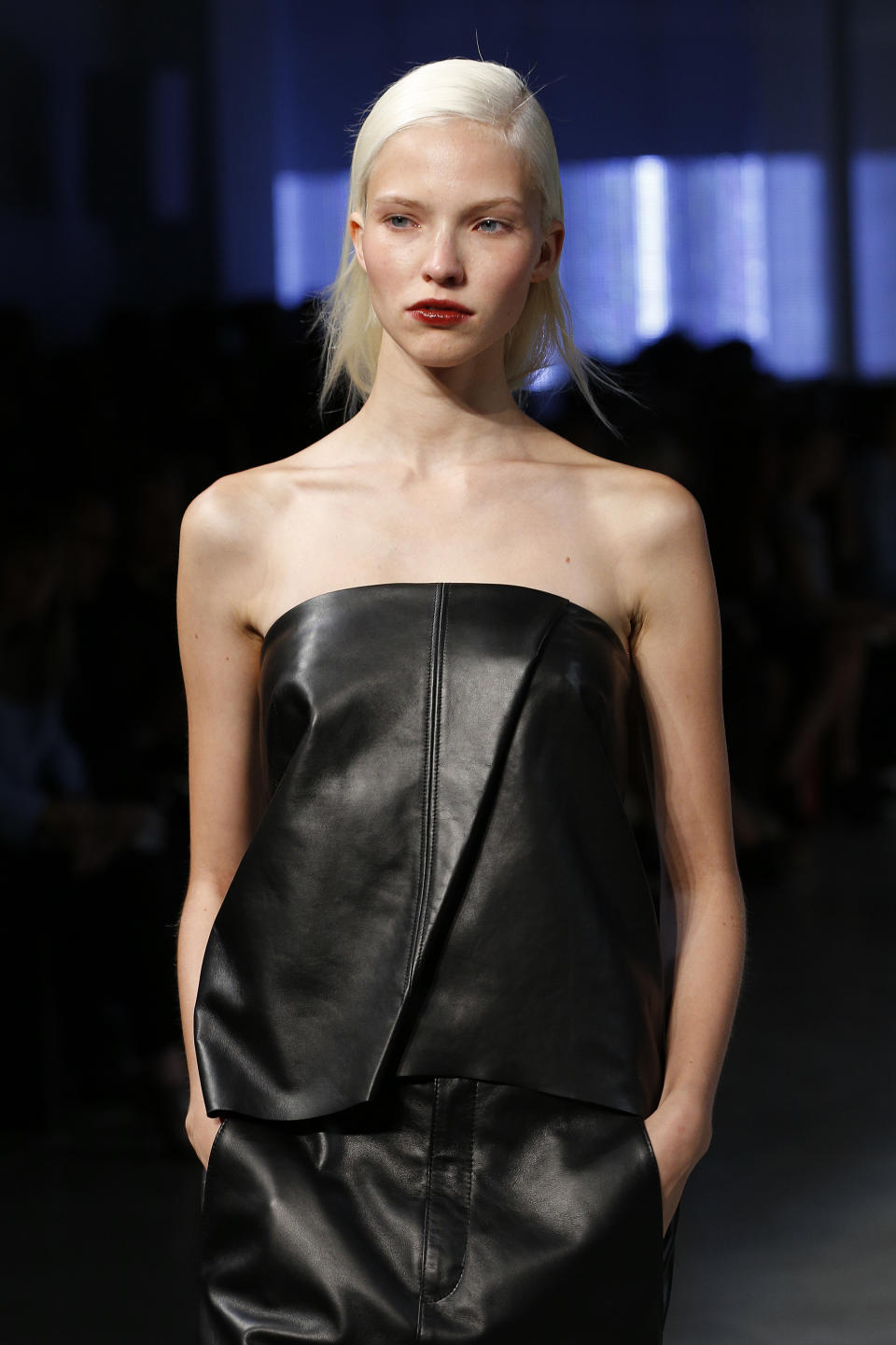 The Helmut Lang Spring 2014 collection is modeled during Fashion Week in New York, Friday, Sept. 6, 2013. (AP Photo/John Minchillo)