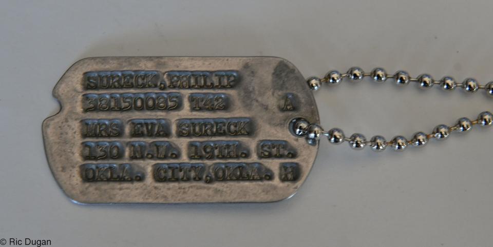 A dog tag from Phllip Surek, a Jewish Ritchie Boy