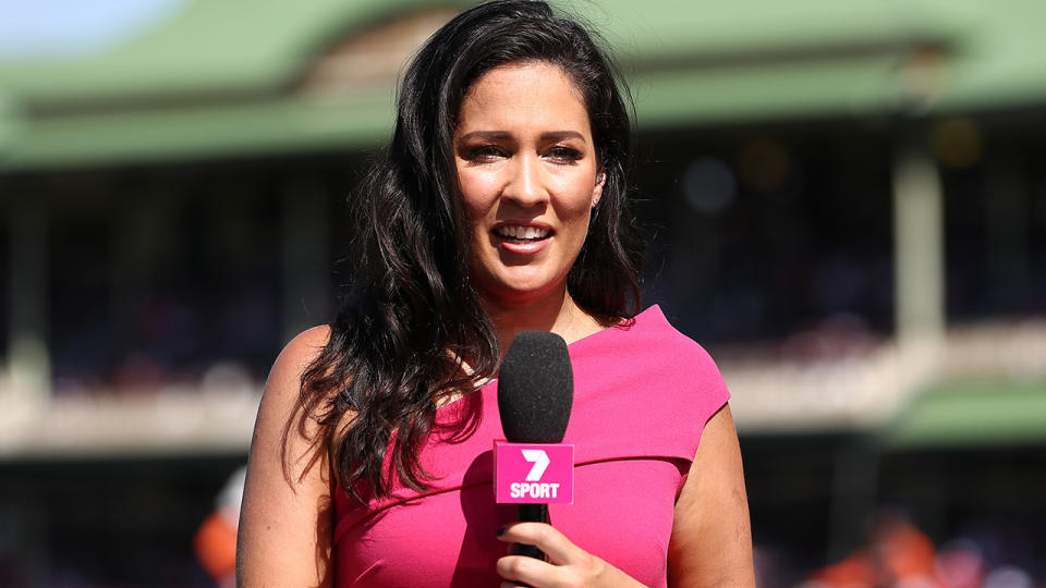 Mel McLauhglin, pictured here in action for Channel 7 during the Sydney Test in 2019. 