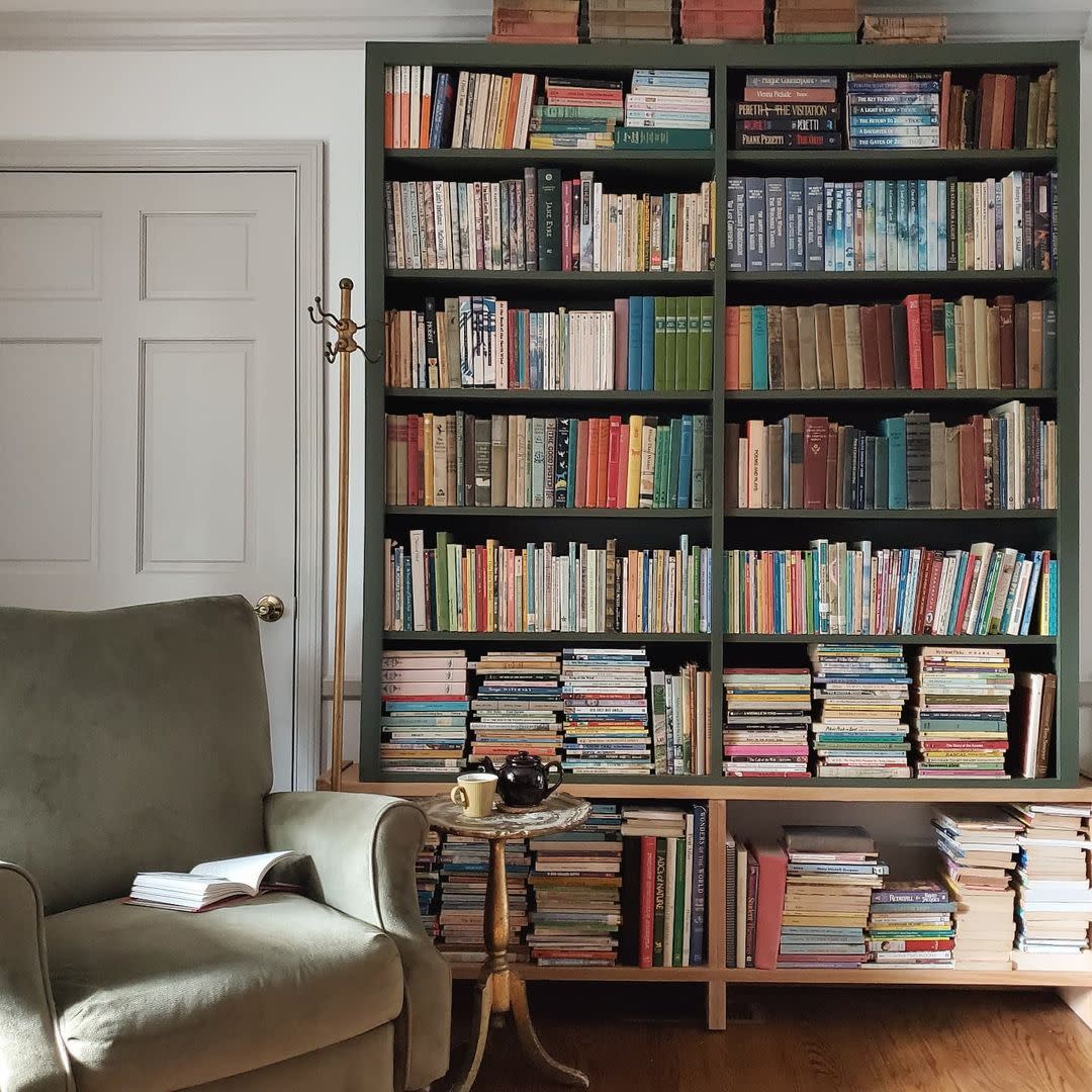 a bookshelf with books
