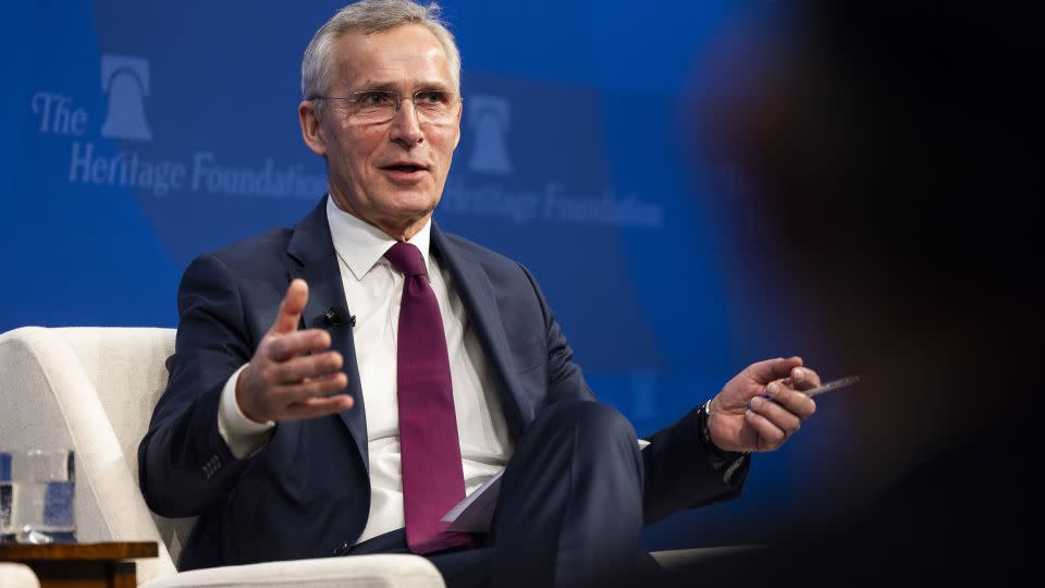 NATO Secretary General Jens Stoltenberg speaks at the Heritage Foundation in Washington, DC, on January 31, 2024. - Jim Lo Scalzo/EPA-EFE/Shutterstock