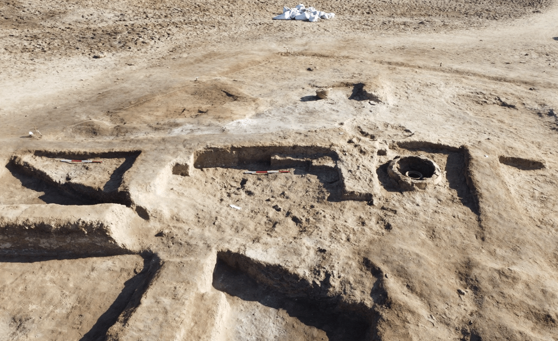 A close up of the excavated tavern.