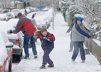 Fight! Some south London children make the most of their journey to school <br></br>Picture by Peter Jordan