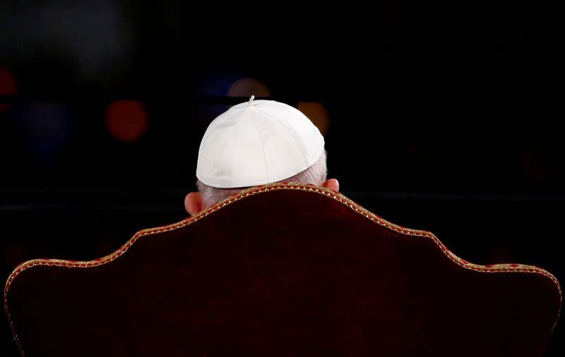 FILE PHOTO: Pope Francis leads the Via Crucis procession at Rome's Colosseum