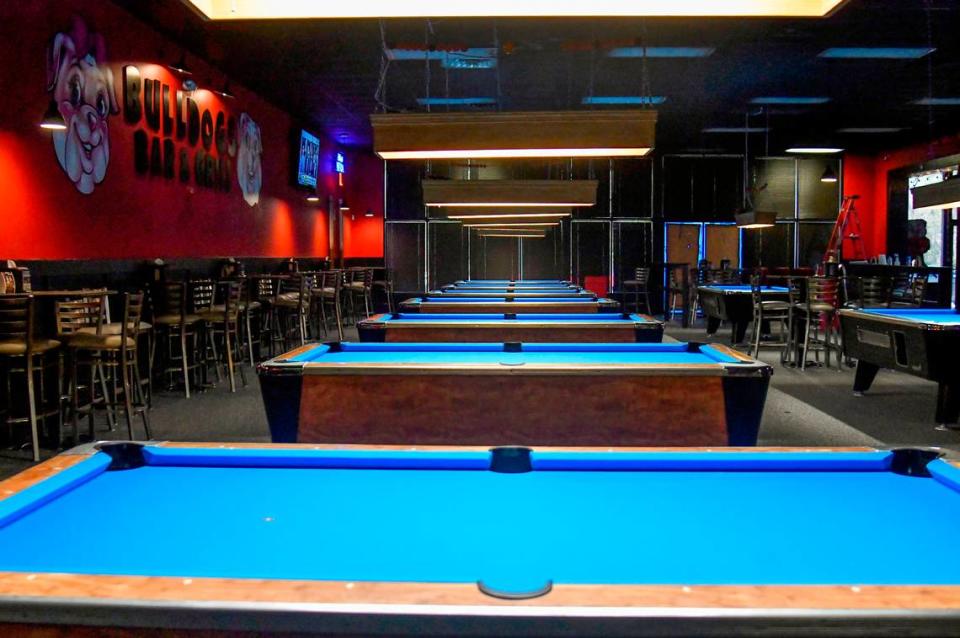 Bulldogs Bar and Grill at 3750 Bloomfield Village Drive in Macon offers 10 pool tables for patrons.