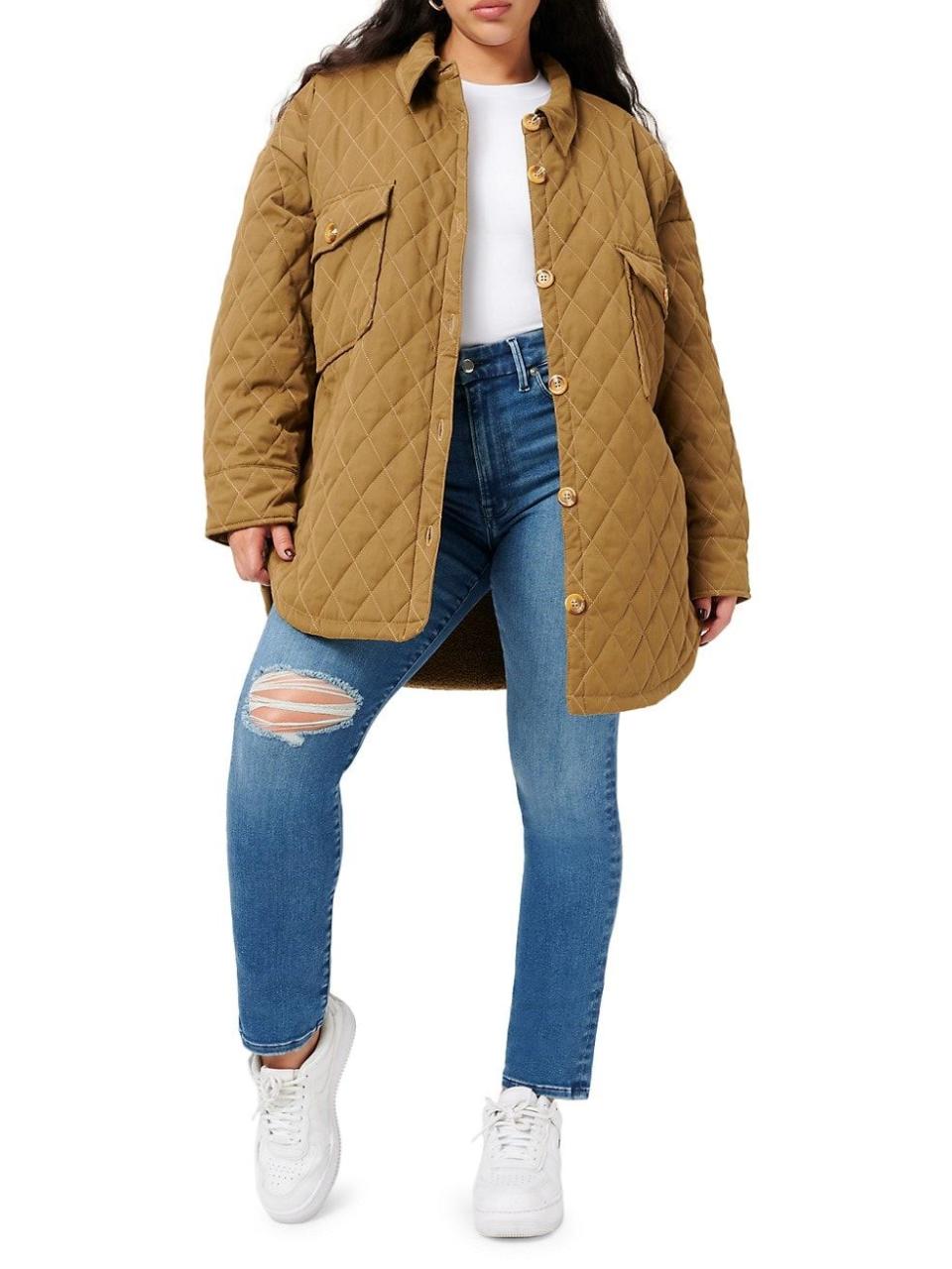 Quilted Faux-Sherpa Lined Shacket