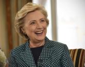 Former U.S. Secretary of State, Hillary Clinton is seen speaking, in this undated photograph received via the BBC, during an interview at Claridge's hotel for the BBC's Andrew Marr Show which was broadcast in London, Britain October 15, 2017. Jeff Overs/BBC/Handout via REUTERS