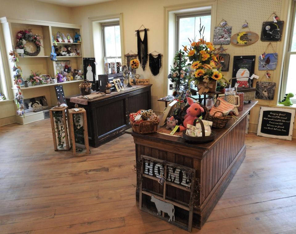 A variety of items by local crafters are for sale at The Loft at the Roscoe General Store, a new consignment shop on the second floor of the Roscoe General Store and Good Boy Bakery, owned by Brad and Cathy Fuller.