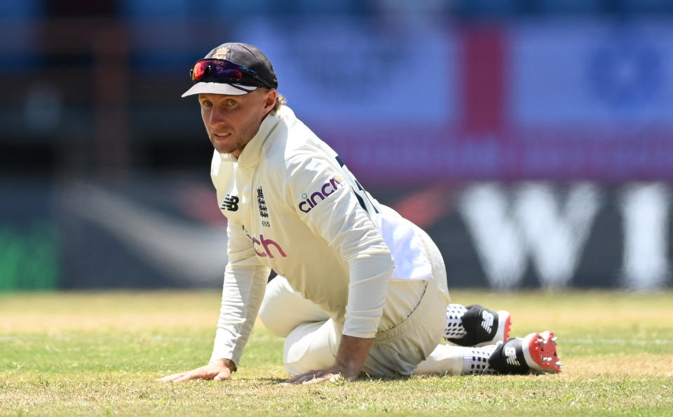 Seen here, England captain Joe Root looking frustrated during his side's Test series defeat against the West Indies.