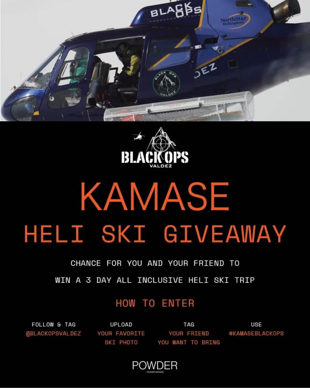 <em>KAMASE Heli Ski Giveaway</em><p>KAMASE/Black Ops Valdez</p>