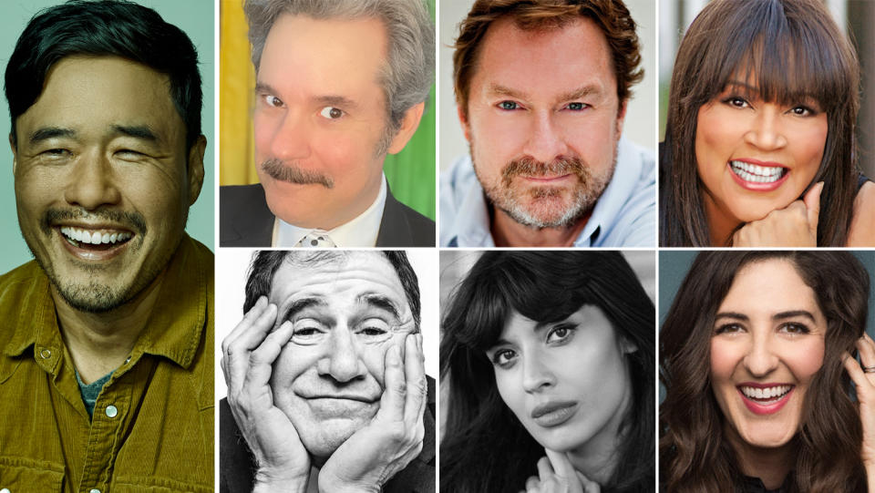 (Clockwise L-R) Randall Park, Paul F. Tompkins, Stephen Root, Jackee Harry, D’Arcy Carden, Jameela Jamil & Richard Kind