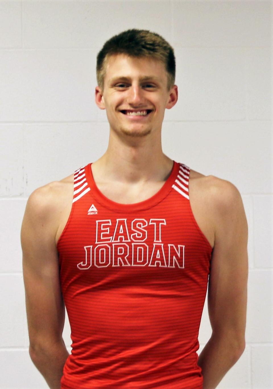 East Jordan's Preston Malpass set a new school record, breaking his own previous mark, in the high jump at the state finals.