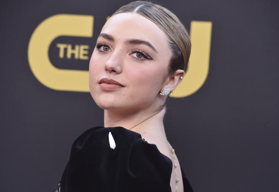 FILE - Peyton List arrives at the 27th annual Critics Choice Awards on Sunday, March 13, 2022, at the Fairmont Century Plaza Hotel in Los Angeles. List stars in the Paramount+ series “School Spirits.” (Photo by Jordan Strauss/Invision/AP, File)