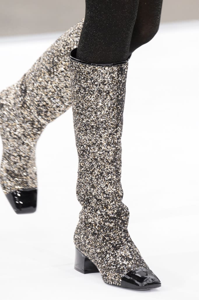 Chanel fall ’17 glittery boots. - Credit: Shutterstock