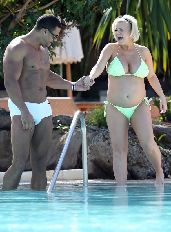 Pregnant Kerry Katona in a bikini in Tenerife with fiance George Kay