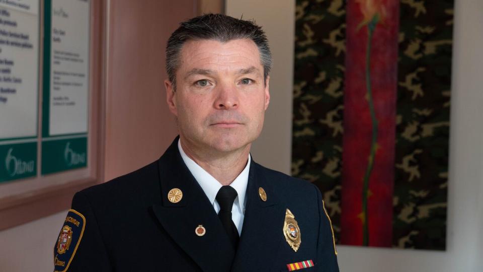 Ottawa Fire Services Chief Paul Hutt attends a meeting of the emergency services committee on Feb. 15, 2024.