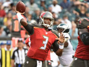 FILE PHOTO: Aug 11, 2016; Philadelphia, PA, USA; Tampa Bay Buccaneers quarterback Jameis Winston (3) throws a pass during the first quarter against the Philadelphia Eagles at Lincoln Financial Field. Mandatory Credit: Eric Hartline-USA TODAY Sports / Reuters Picture Supplied by Action Images/File Photo
