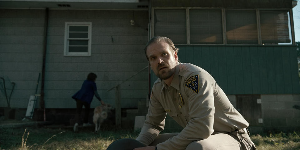 <p>David Harbour proved that he’s bona fide as a leading man in the first season of <i>Stranger Things</i>, turning in a fine performance as the weary but <a rel="nofollow" href="https://www.yahoo.com/news/emmys-stranger-things-star-david-harbour-revisits-sheriff-hoppers-tough-guy-moment-140042348.html" data-ylk="slk:fiery and determined sheriff;elm:context_link;itc:0;sec:content-canvas;outcm:mb_qualified_link;_E:mb_qualified_link;ct:story;" class="link  yahoo-link">fiery and determined sheriff</a> carrying a ton of emotional baggage. He was the rock that anchored the show to its humanity. <i>— Kelly Woo</i><br><br>(Photo: Netflix) </p>