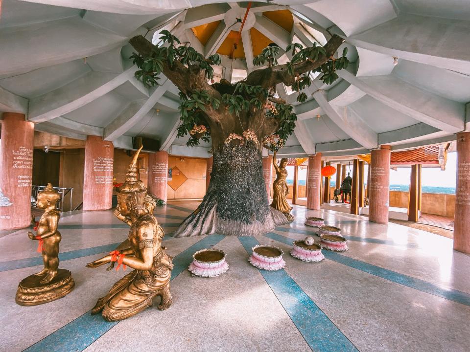 Interior first floor of Wat Samphran Temple building in Nakhon Pathom, Thailand.