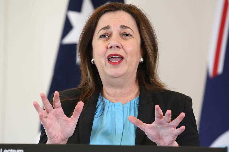 Queensland Premier Annastacia Palaszczuk speaks to the media during a press conference in Brisbane.